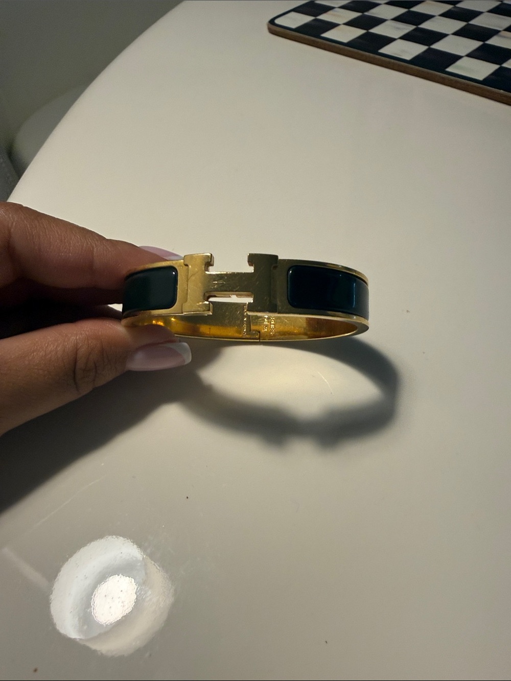 Hermes Clic Clac Gold Bracelet with Black